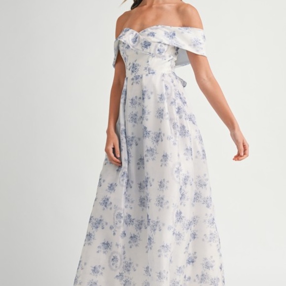 NWT MABLE Off Shoulder Floral Maxi Dress – Elegant Summer Wedding Guest Size S-L - Picture 13 of 15
